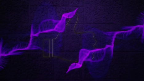 animación de iconos de pulgares hacia arriba y patrón abstracto contra la pared de textura de piedra en el fondo