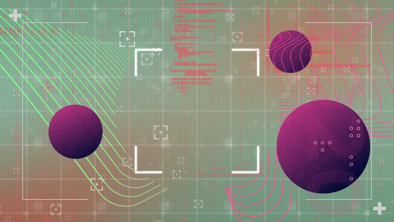 녹색 배경에서 데이터 처리를 통해 구의 애니메이션