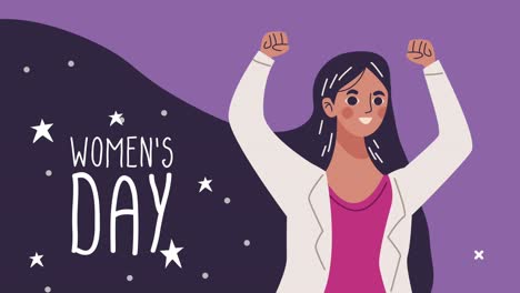 feliz día de la mujer letras en el cabello de la mujer