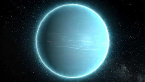 beautiful view of planet uranus from space timelapse and stars - 4k seamless loop motion background animation