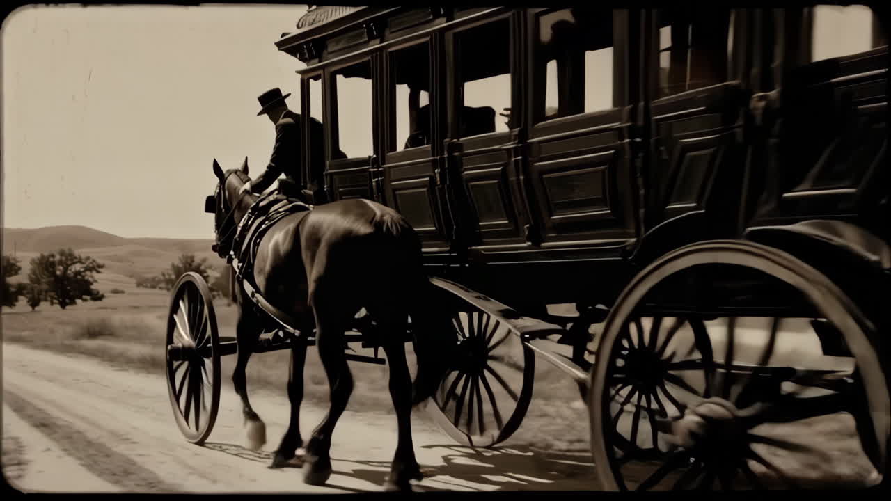 Vintage Stagecoach on a Country Road