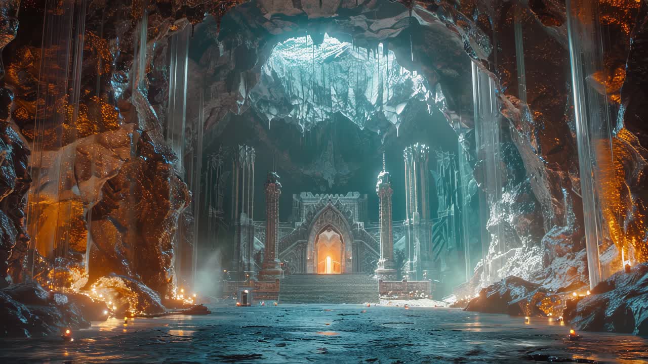 Fantasy Cave Temple Scene