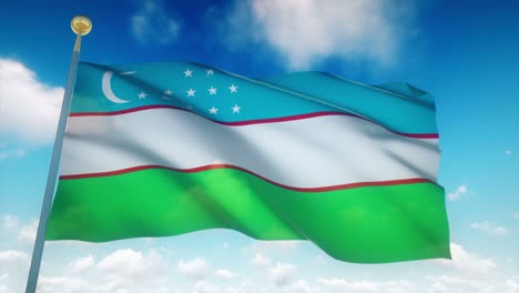 4k highly detailed flag of uzbekistan loopable