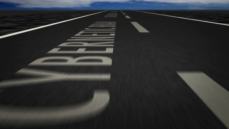 Speed flight Artificial intelligence text on road loop
