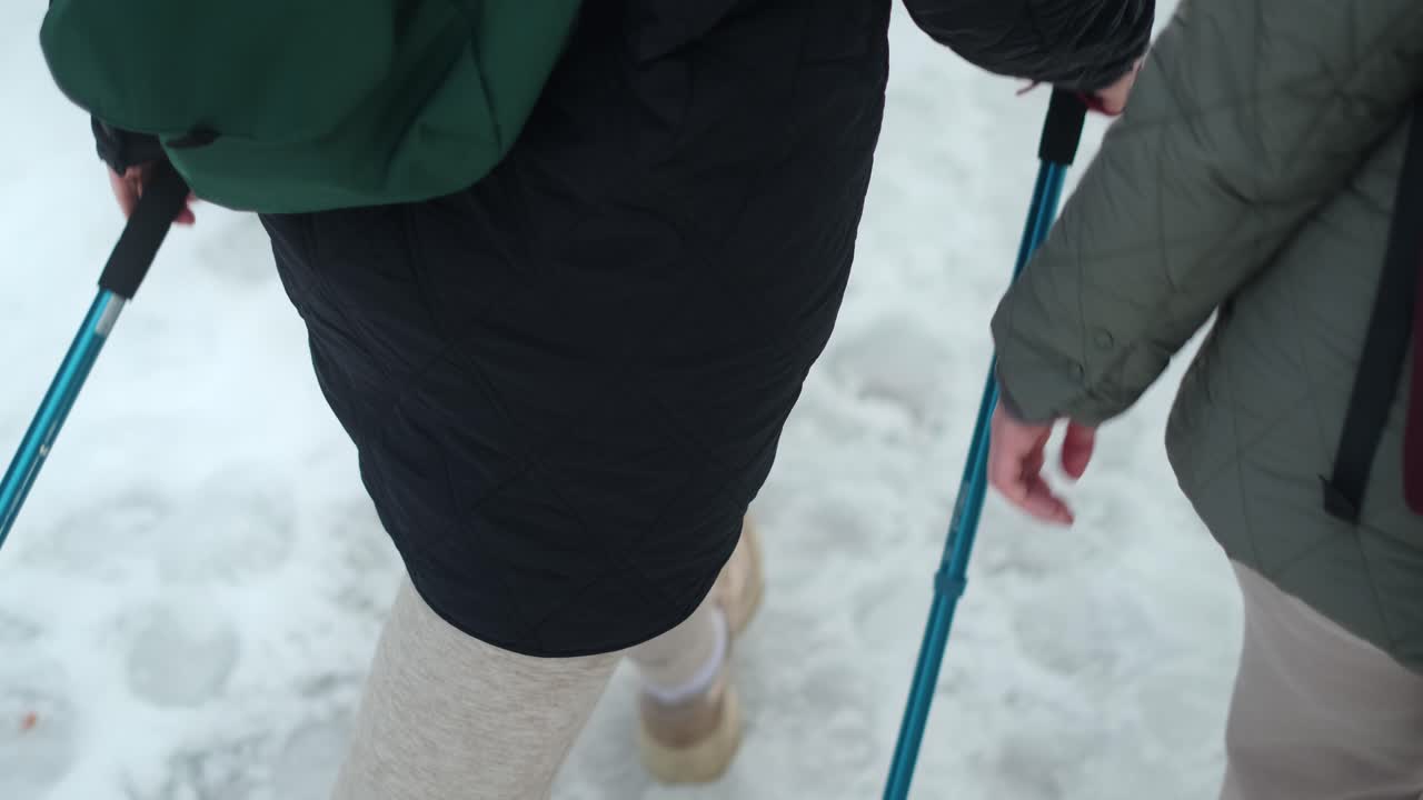 Hikers walking in the snow