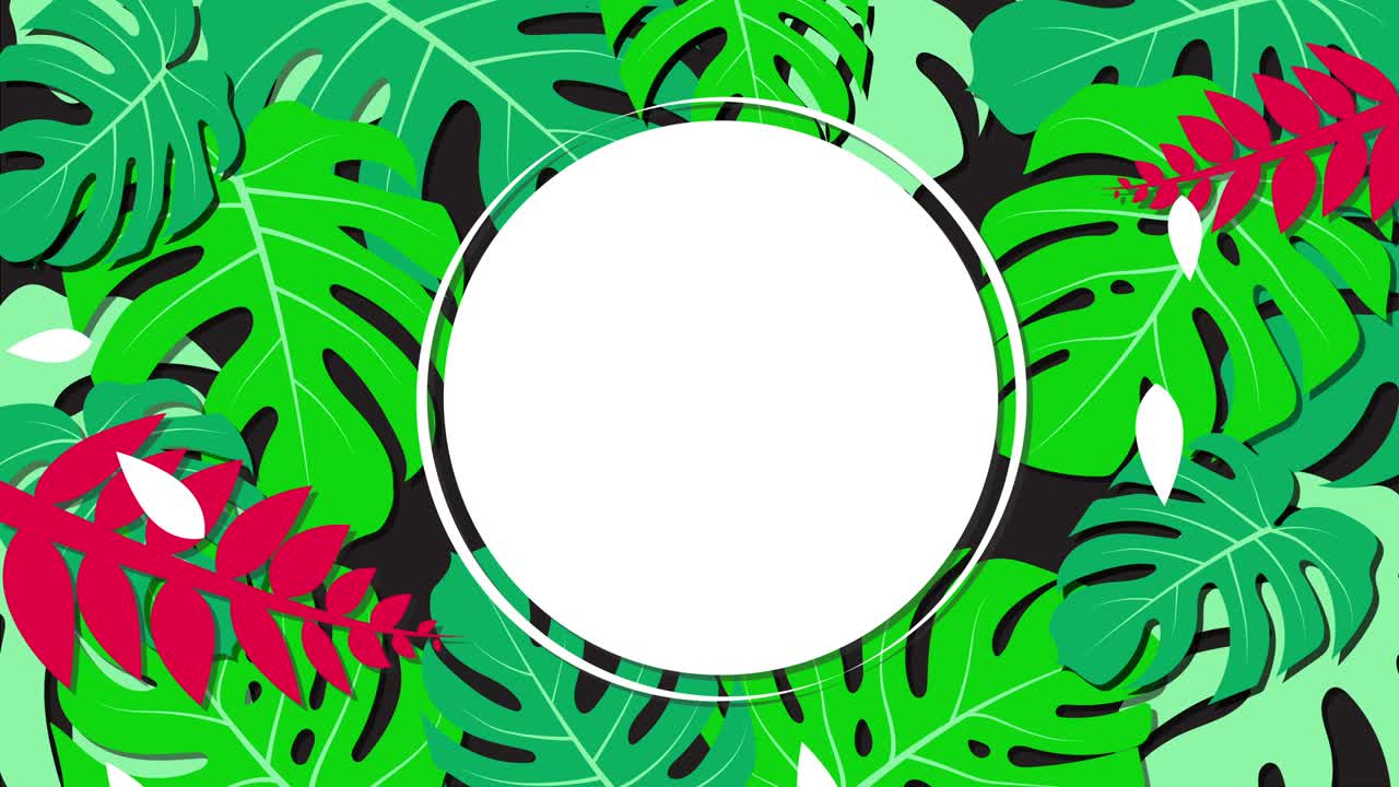 fondo de follaje tropical con espacio de copia de círculo en el medio