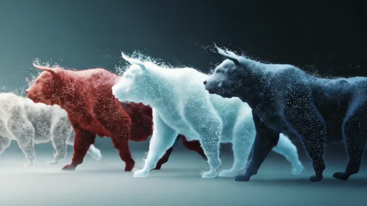 A Stunning Visual Journey of Dynamic Animal Forms Flowing Through Liquid-Like Dimensions and Colors, Capturing the Essence of Movement and Abstract Art