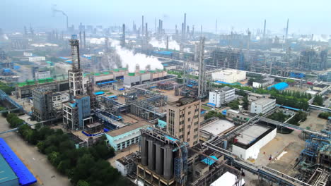 aerial view of a large industrial refinery complex