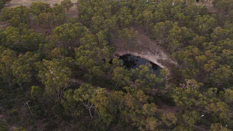 Landscape-around-Merrimu-Reservoir,-Melbourne-suburbs,-Australia