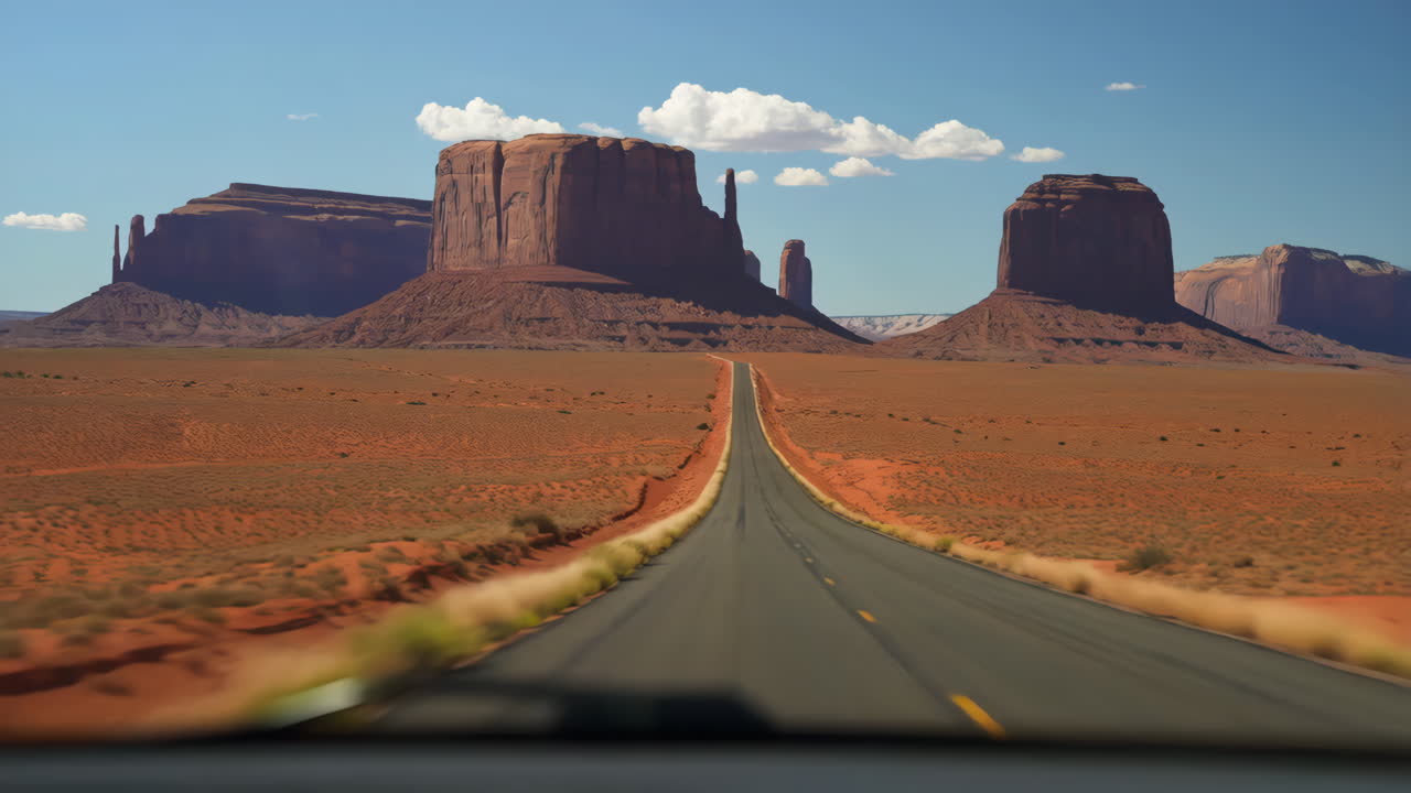 Scenic Road through Monument Valley Desert Landscape