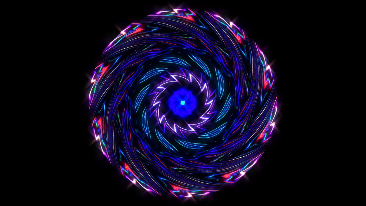 forma de círculo de puntos movimiento de onda, colorido, sobre fondo negro