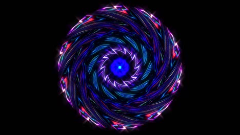 forma de círculo de puntos movimiento de onda, colorido, sobre fondo negro