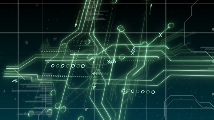 Animation of data processing over computer circuit board