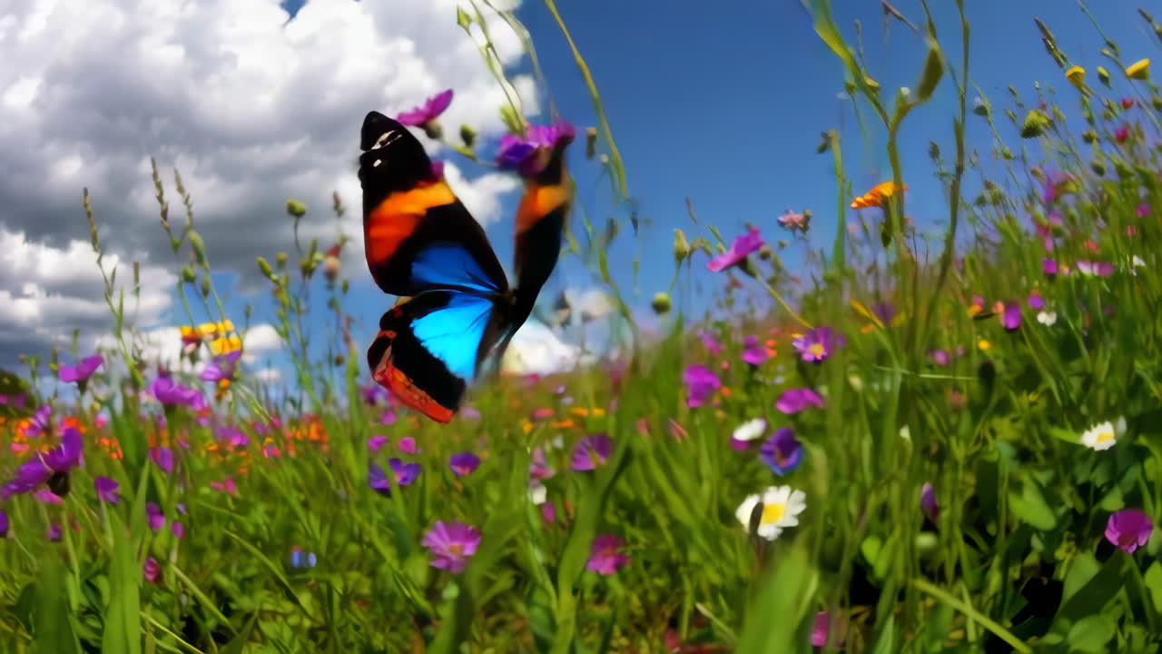 Colorful Butterfly in a Field of Flowers