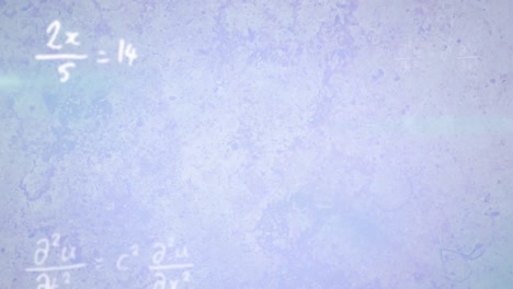 animation of mathematical equations over blue background