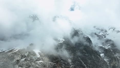 aerial drone view of mount salkantay