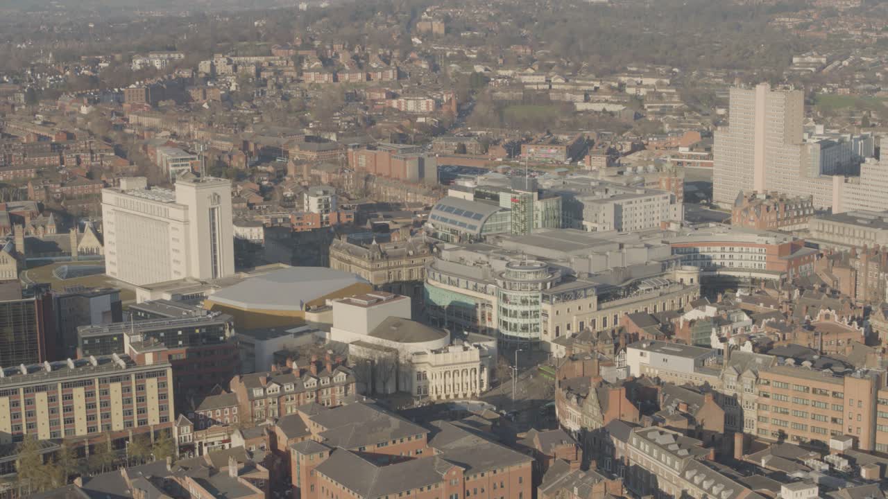 аэрофотоснимок углового дома на улице буртон стрит, ноттингем, соединенное королевство