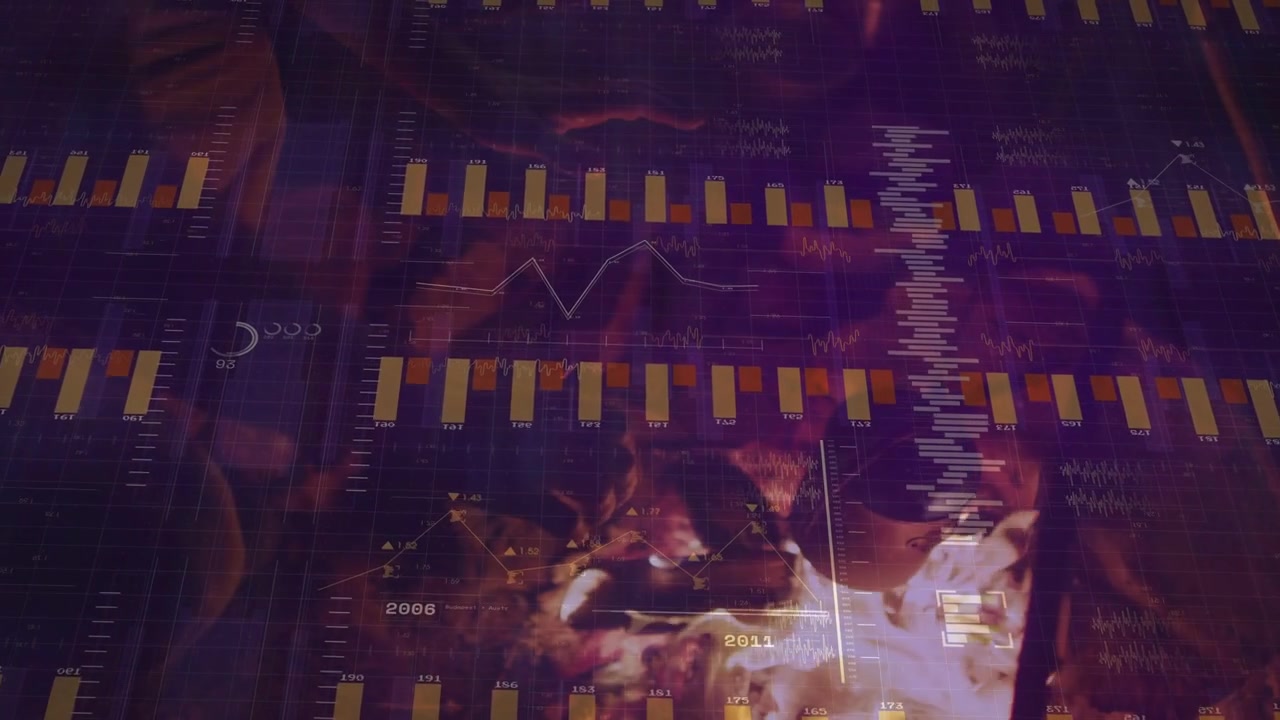 Man tending pot near fire, bar chart appearing and overlaying pots with tech bars tracking heat