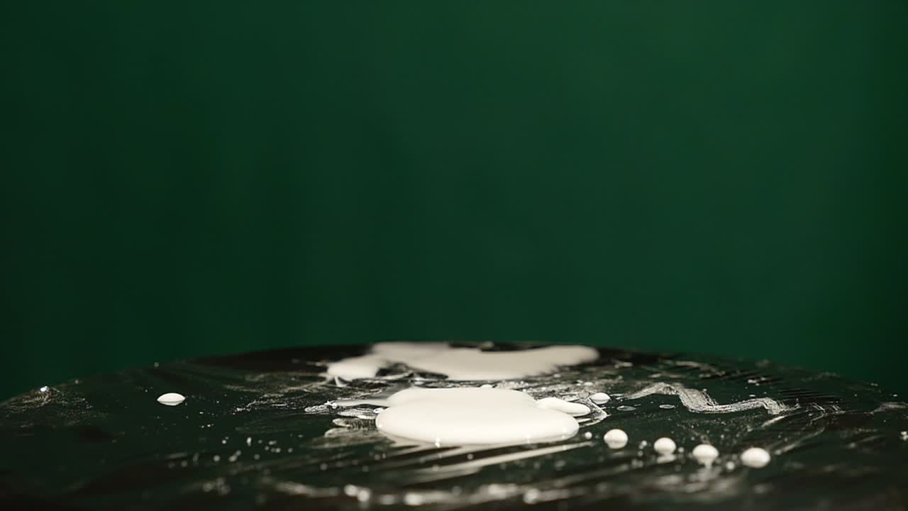 молоко на движущемся субвуфере на зеленом фоне