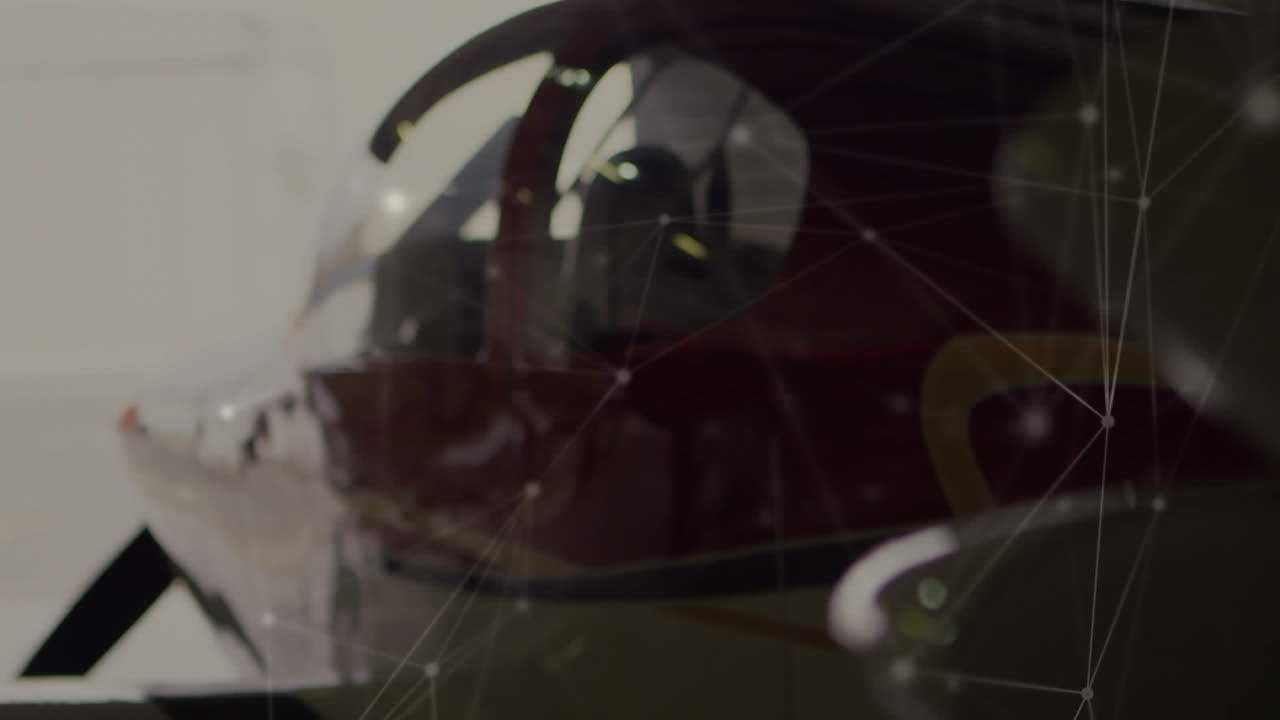 비행기 위의 연결 네트워크의 애니메이션