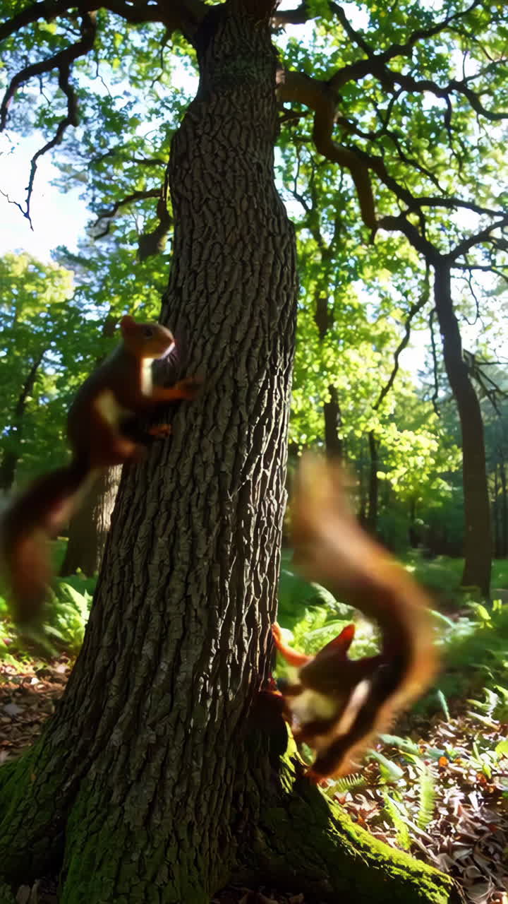 Scoiattoli rossi in una foresta