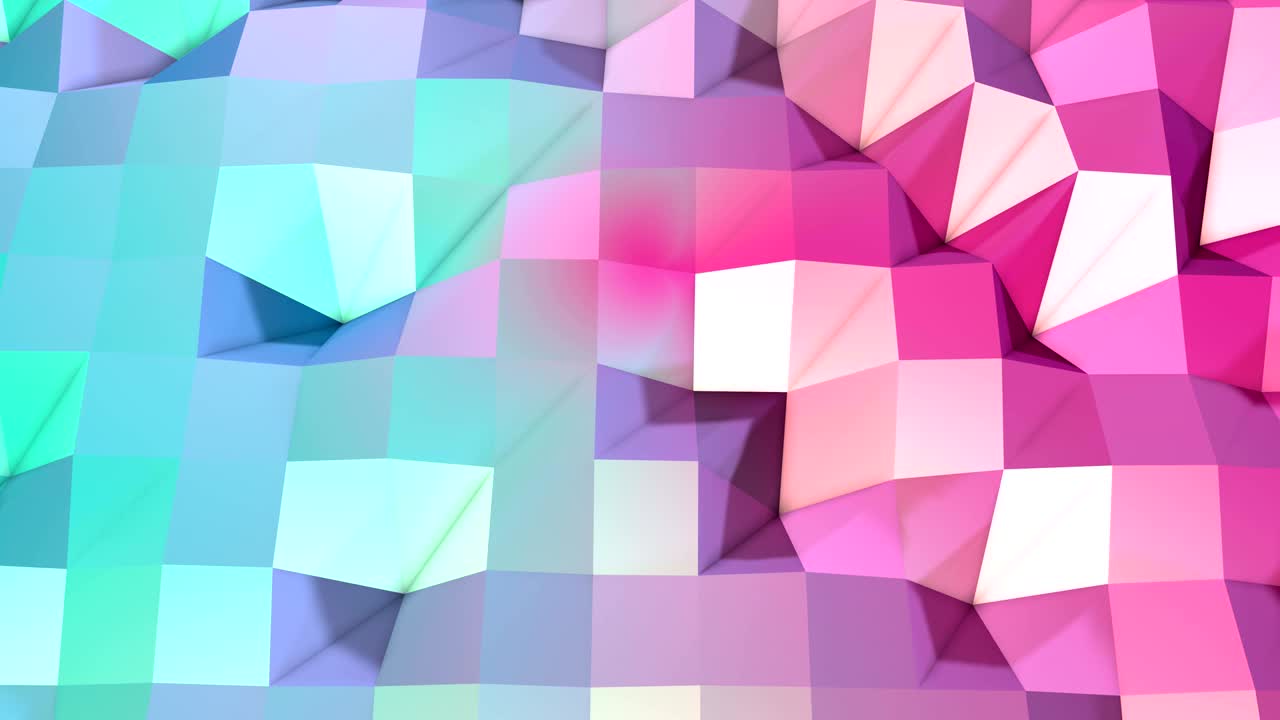 abstracto simple azul rosa baja poli superficie 3d como relieve fantástico. suave geométrico baja poli fondo de movimiento de desplazamiento de polígonos de color rosa azul puro. fondo de bucle sin costuras 4k fullhd