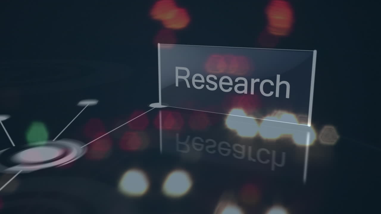 Animation of network of connections over glowing lights on dark background