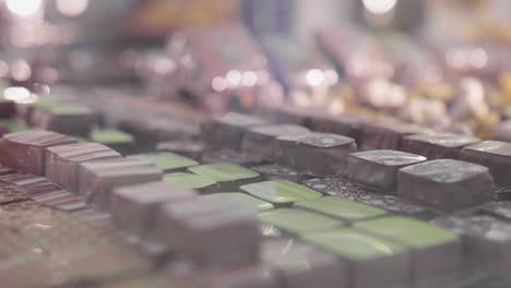 chocolate showcases close up with blurry background hall laissac montpellier