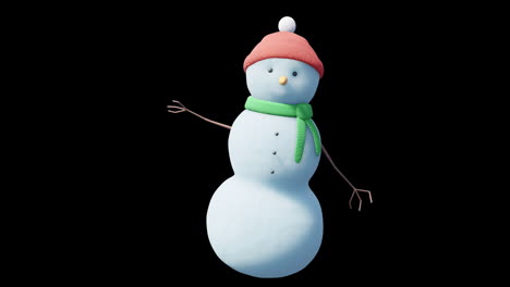 Animation-of-christmas-snow-man-moving-on-black-background