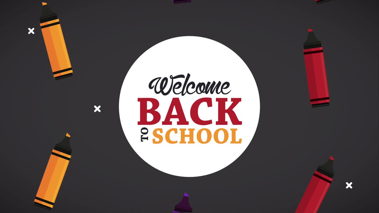 학교로 돌아가는 시간 크레이온 색으로 글자