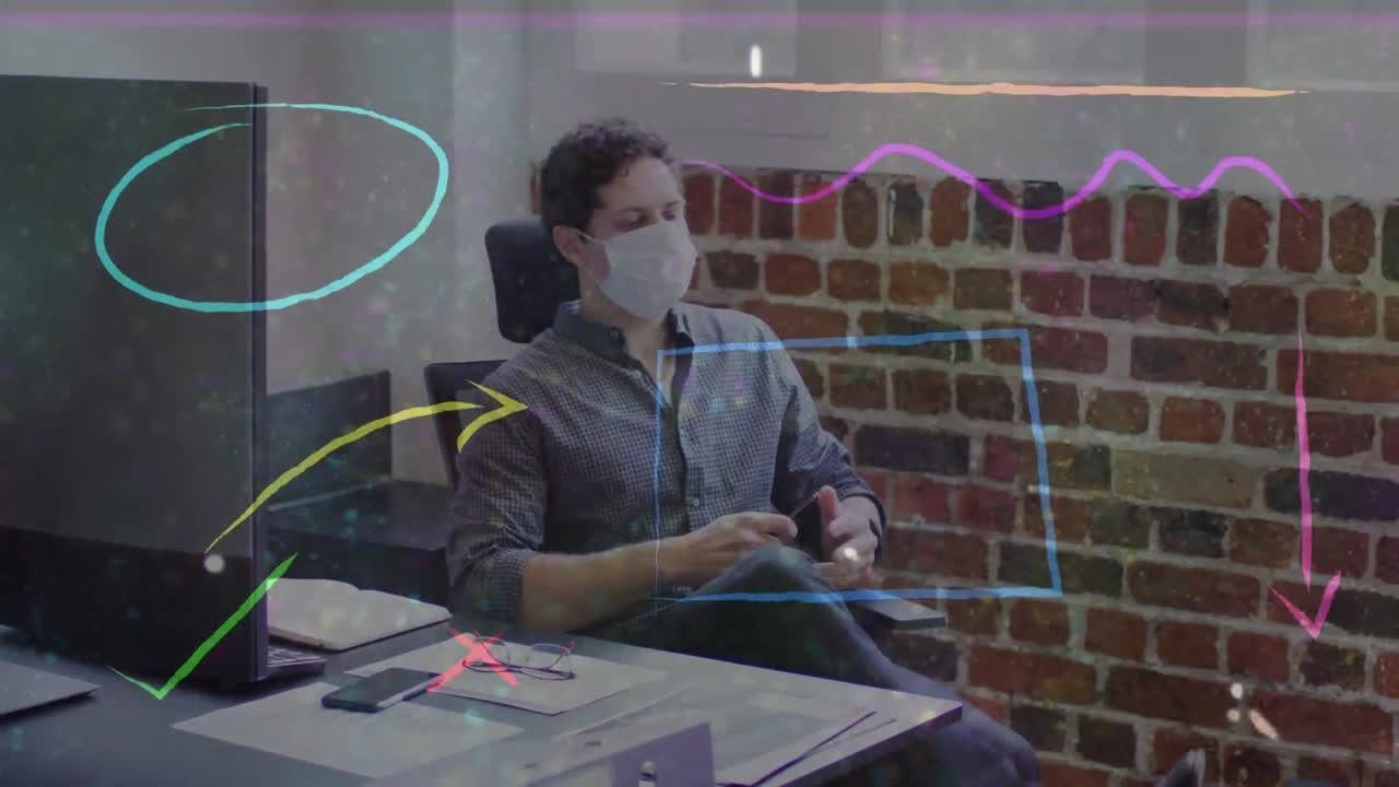 사무실에서 일하는 사업가에 대한 모양의 애니메이션