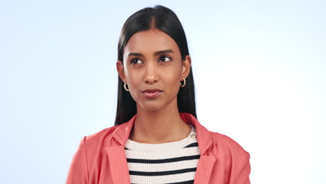 Confused, woman and thinking of question