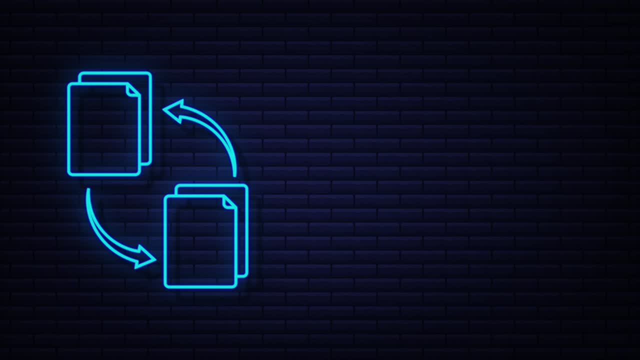 neon icon with file exchange. Cloud storage icon. Data storage. Motion Graphic