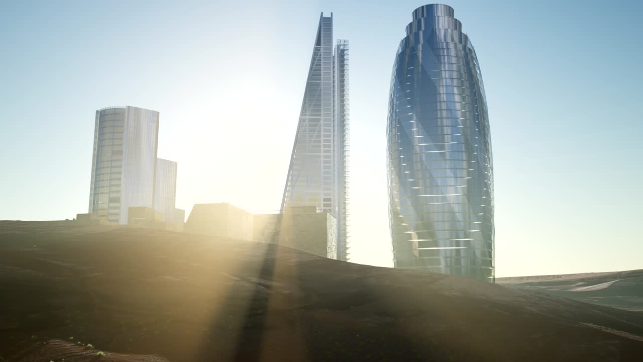 rascacielos de la ciudad en el desierto