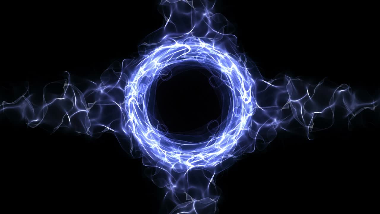 partículas azules vacías fibras y anillo de fondo, bucle, 4k