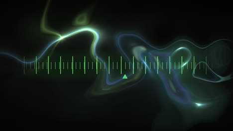 animation of gauge with arrow over neon shapes moving