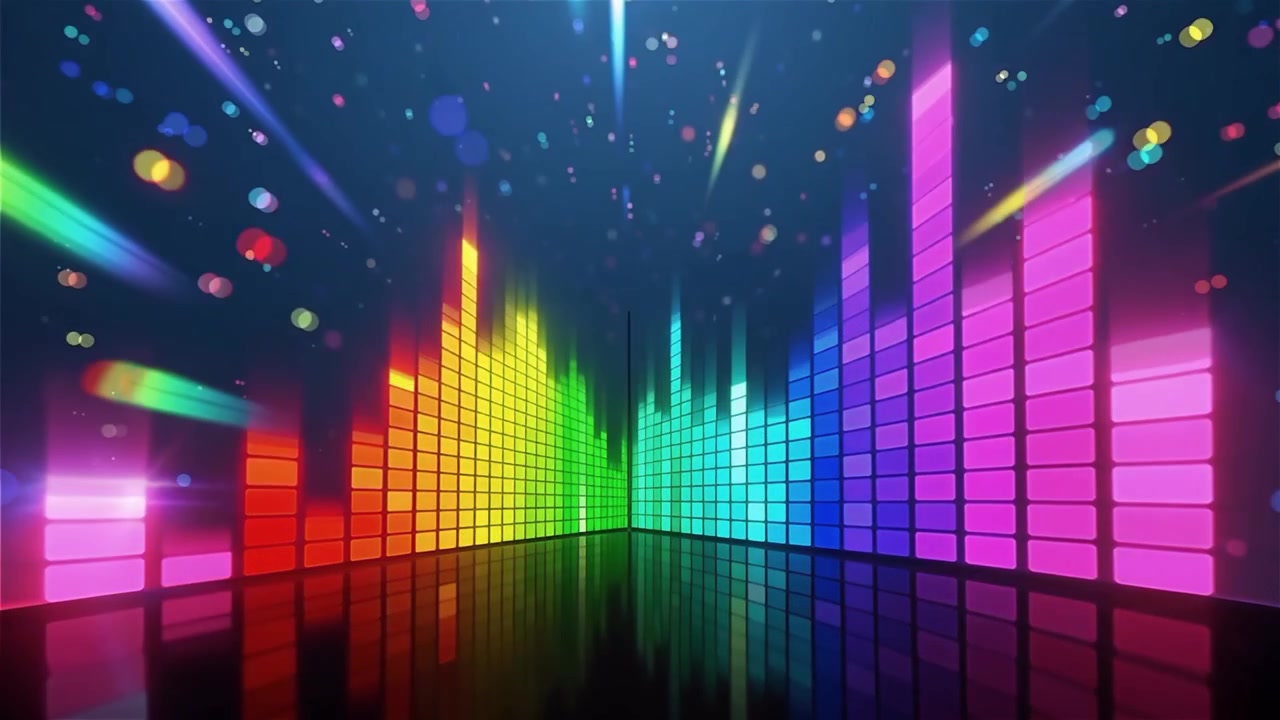Futuristic Rainbow Neon Music Equalizer Visualizer Background