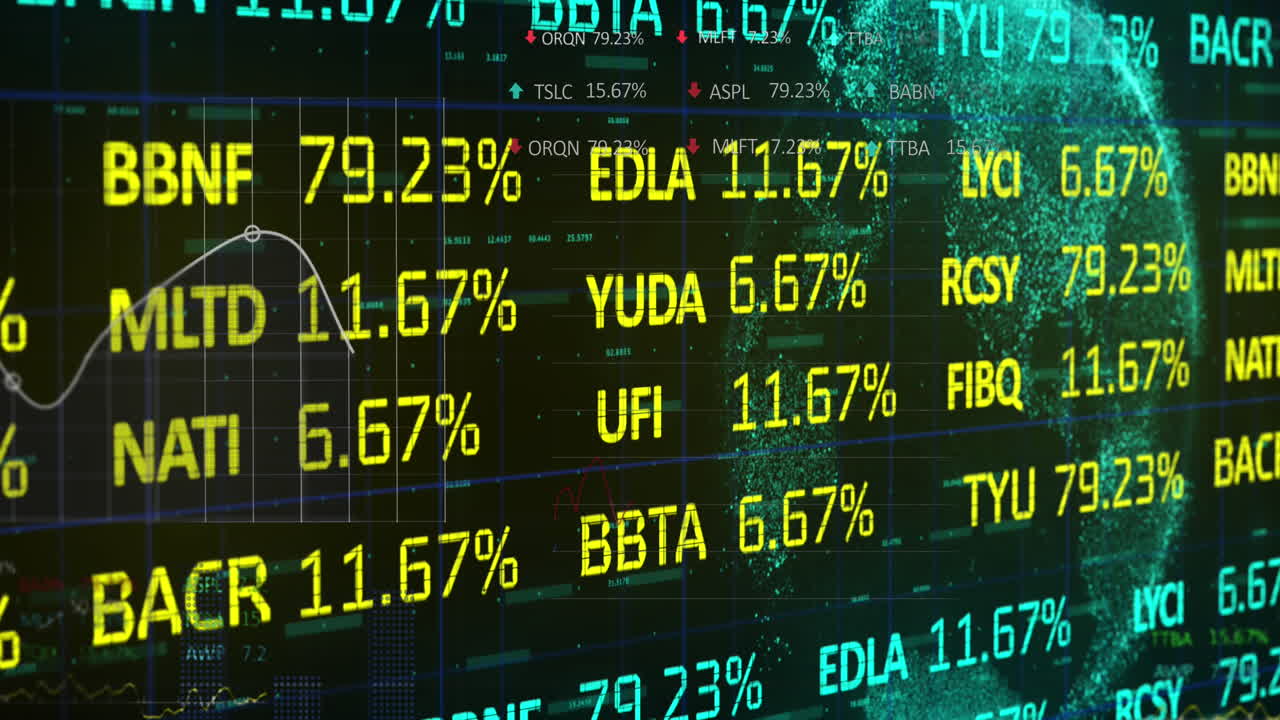 Animation of financial data processing over globe