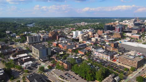 aerial view of downtown ann arbor, michigan during the day with comerica bank in sight