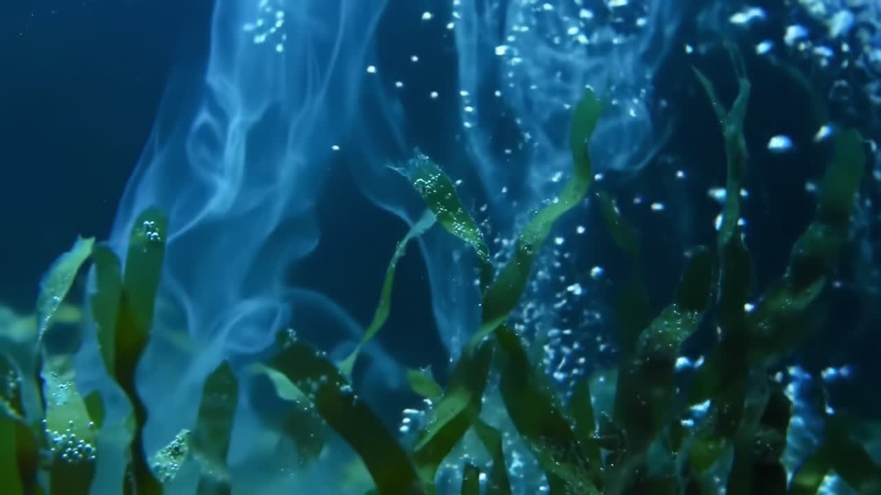 Underwater Seaweed with Smoke and Bubbles
