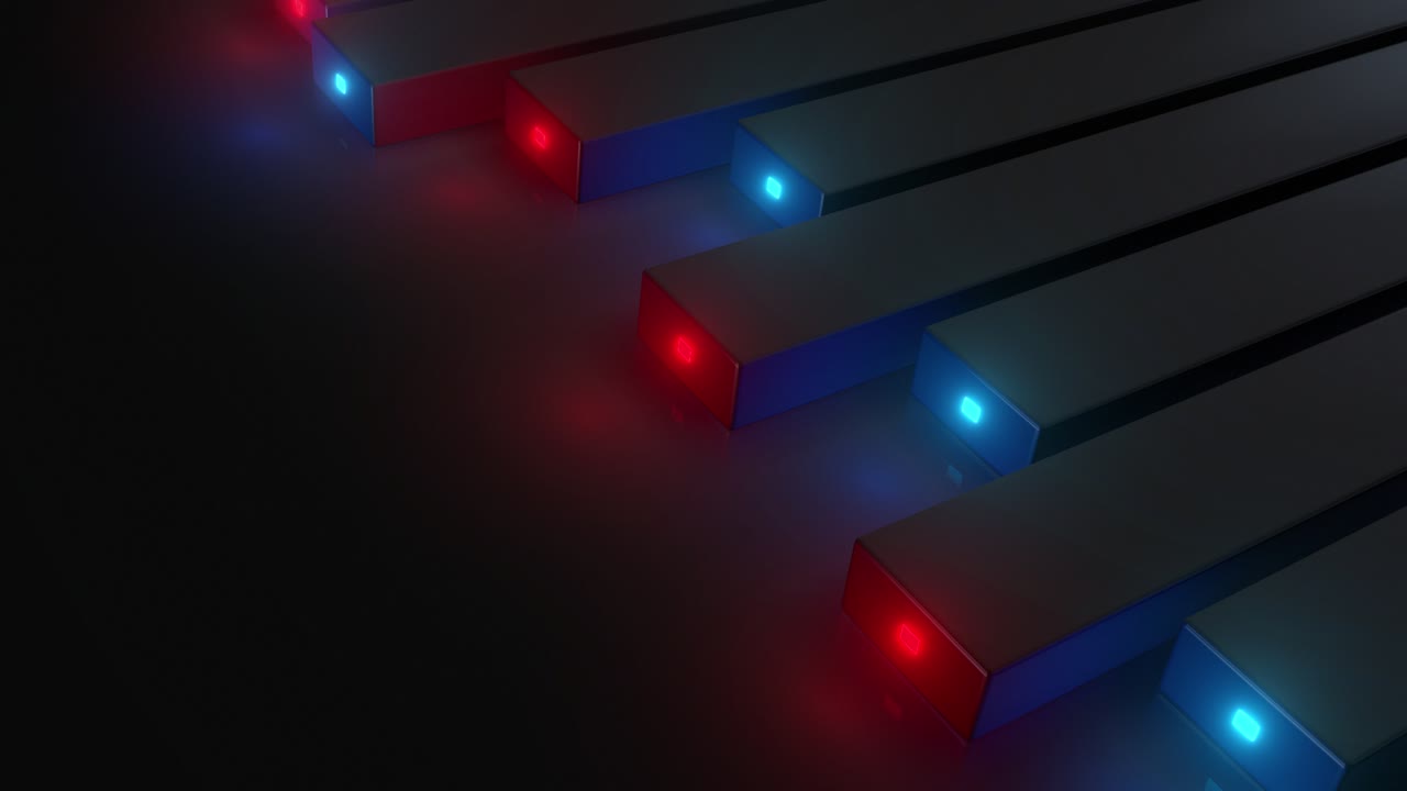 Abstract 3D Rendering of Glowing Cubes