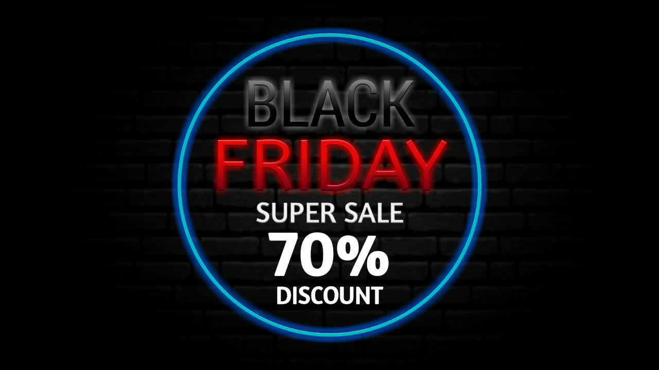 블랙 프라이데이 슈퍼 세일 70% 할인 애니메이션 모션 그래픽 배너 광고 영상