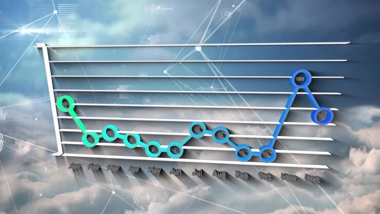 Animation of network of connections and statistics over clouds in sky