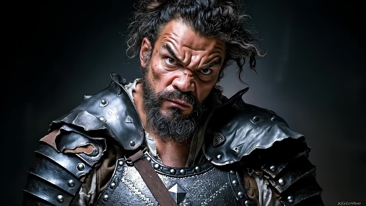 A man with a beard and a beard in armor