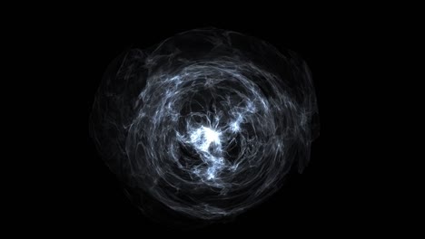 animation of abstract round luminous object. the color of the energy wave is white.