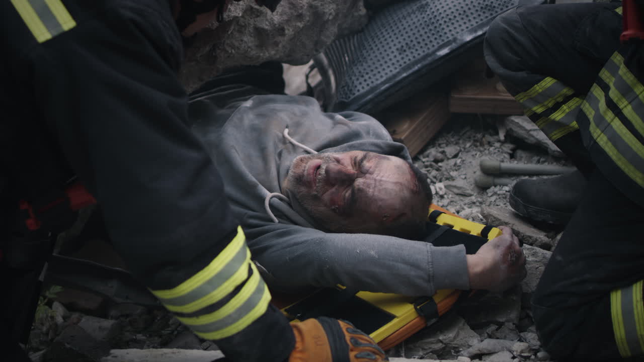 Injured Person Rescued from Debris
