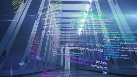 animación de código informático a través de servidores de centros de datos
