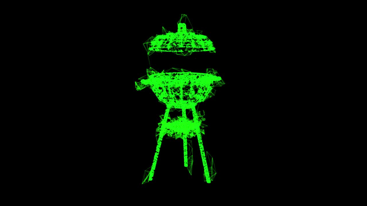 Round barbecue grill. Outdoor bbq party. Wireframe low poly mesh technology