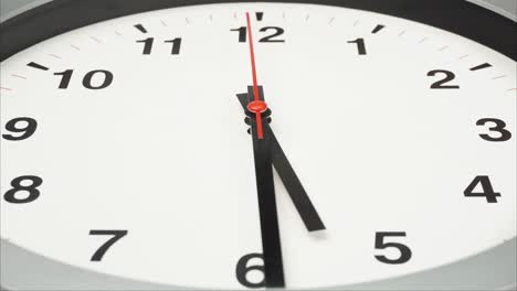 close-up wall clock short needle number 6.