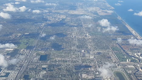 aerial view of miami coast from an airplane